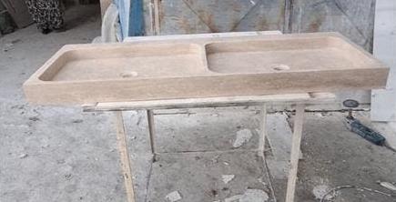 Massief Natuursteen Travertin Wastafel 120x45x8cm, Ophalen, 100 tot 150 cm, Nieuw, Minder dan 100 cm