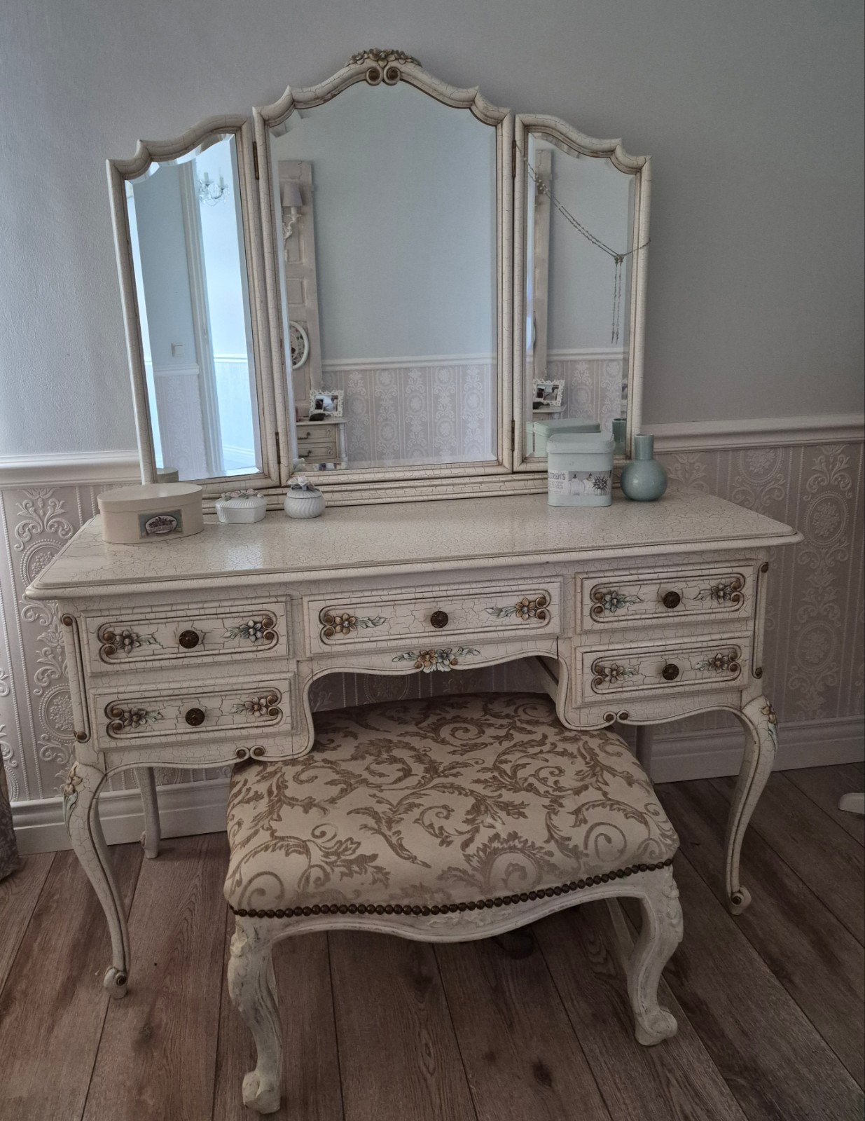 Brocante kaptafel, behorende bij een set, Ophalen, 100 tot 150 cm