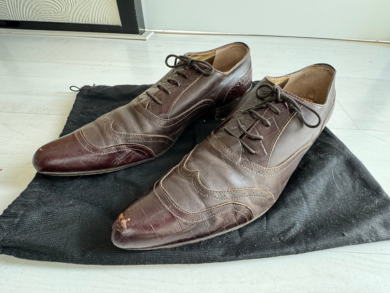 Originele Roberto Cavalli heren brogues maat 44 izgst!, Bruin, Ophalen of Verzenden, Zo goed als nieuw, Veterschoenen