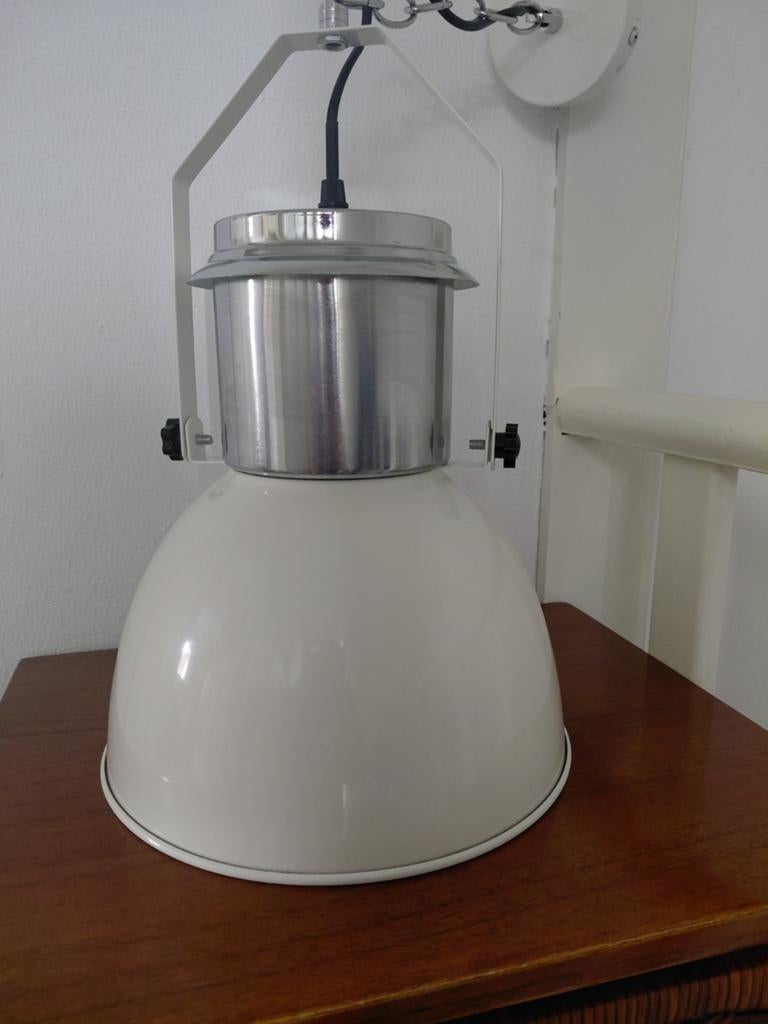 Industriële hanglamp van Xenos, wit/zilver, Gebruikt, 50 tot 75 cm, Ophalen of Verzenden, Metaal