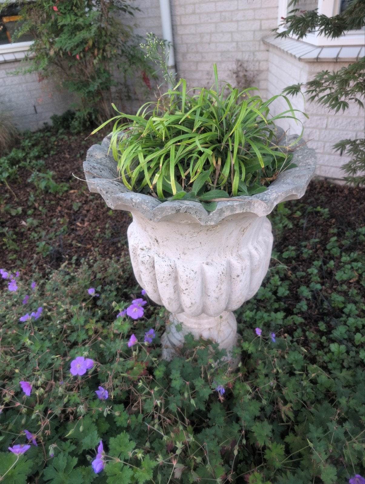 Mooie travertin bloempot/masief zilverkleurig 85x55cm, Ophalen, Gebruikt, 40 cm of meer, Beton