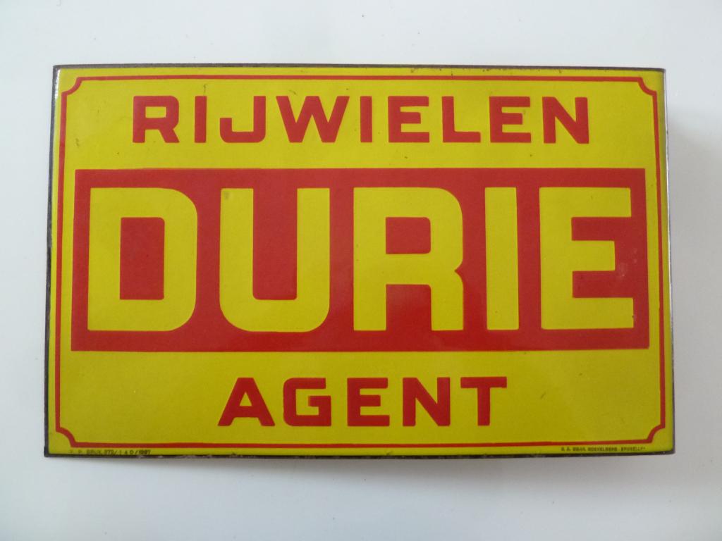 reclamebord emaille oldtimer antieke fiets dubbelzijdig !!, Ophalen of Verzenden, Gebruikt, Reclamebord