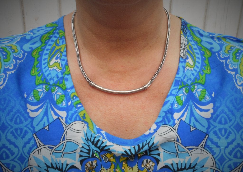 Zilveren vintage ketting vossenstaart nr.1757, Verzenden, Zo goed als nieuw, Zilver, Zilver