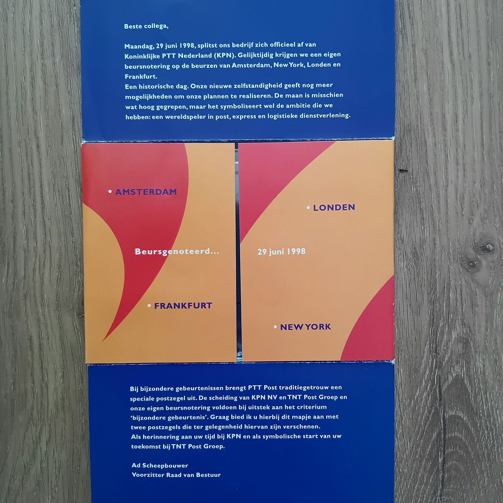 Speciale uitgave postzegels splitsing KPN-TNT 1998, Postzegels en Munten, Postzegels | Nederland, Ophalen of Verzenden, Na 1940
