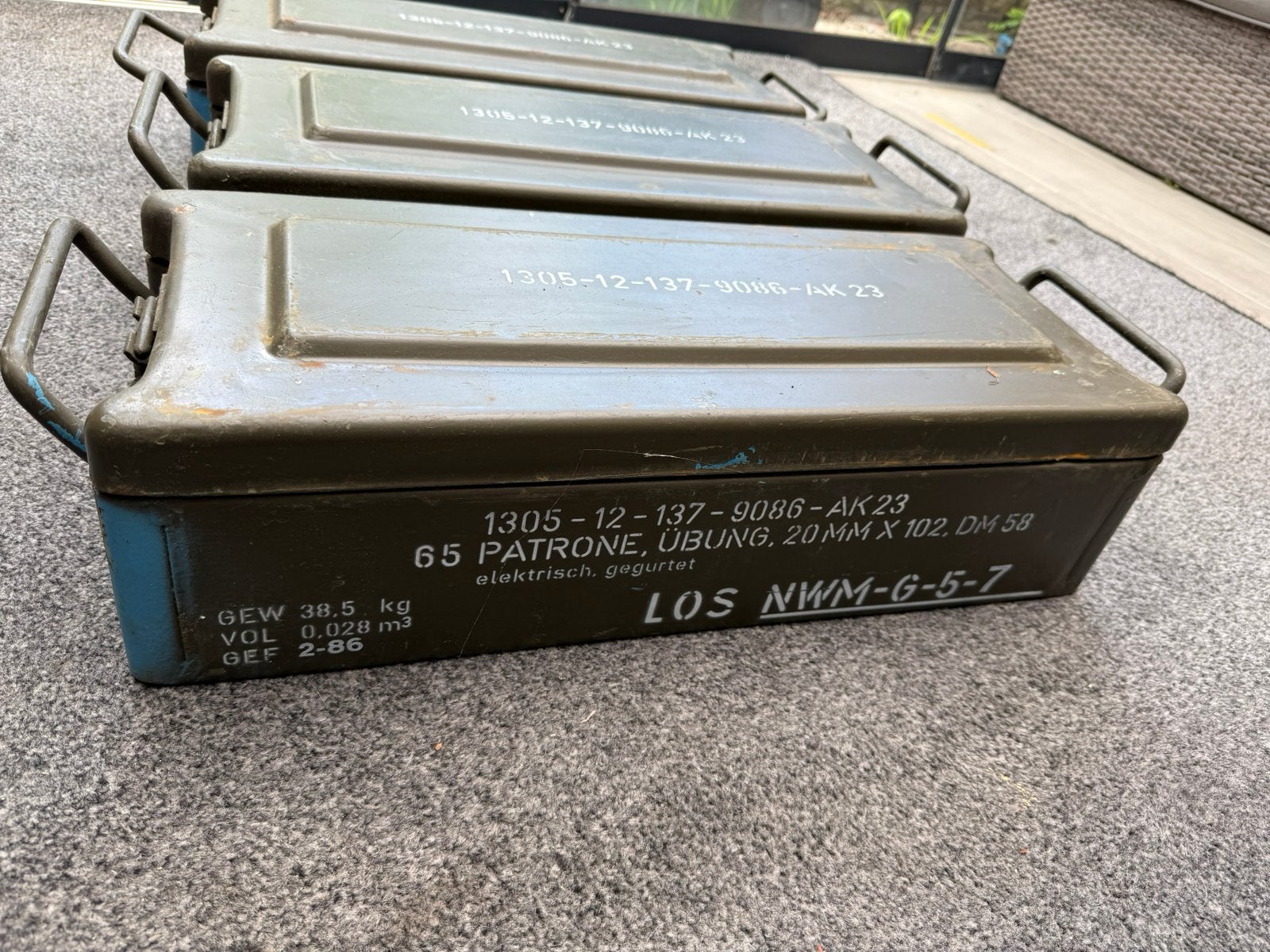 3 zware legerkisten te koop, Ophalen, Gebruikt