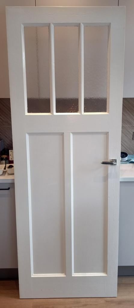 Set van twee binnendeuren met glas, Doe-het-zelf en Verbouw, Deuren en Horren, Ophalen, Gebruikt, Binnendeur, Glas