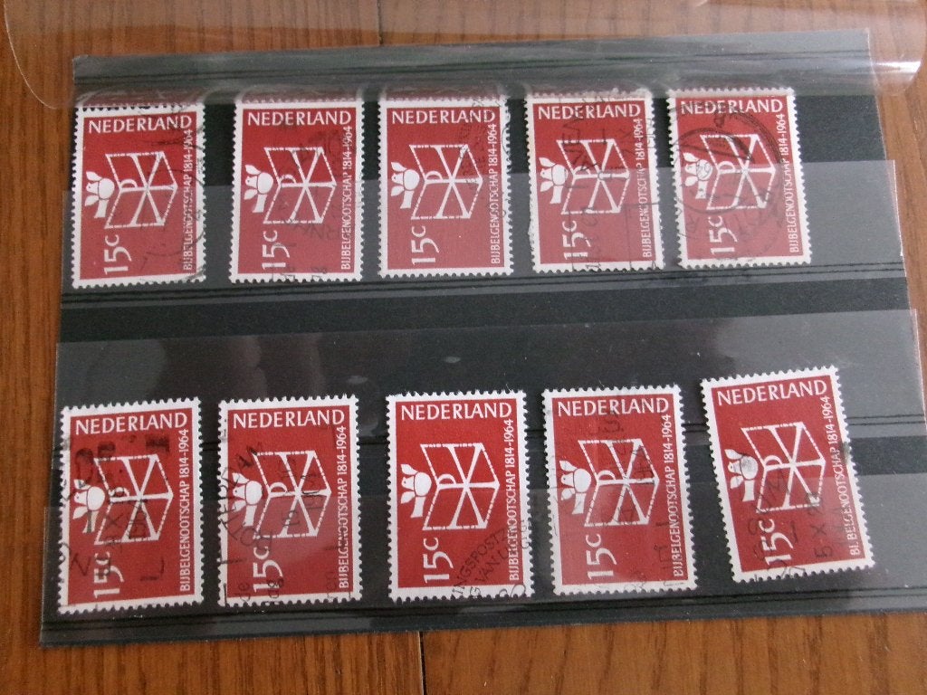 1964 - 10 x bijbelgenootschap (654b), Ophalen of Verzenden, Gestempeld