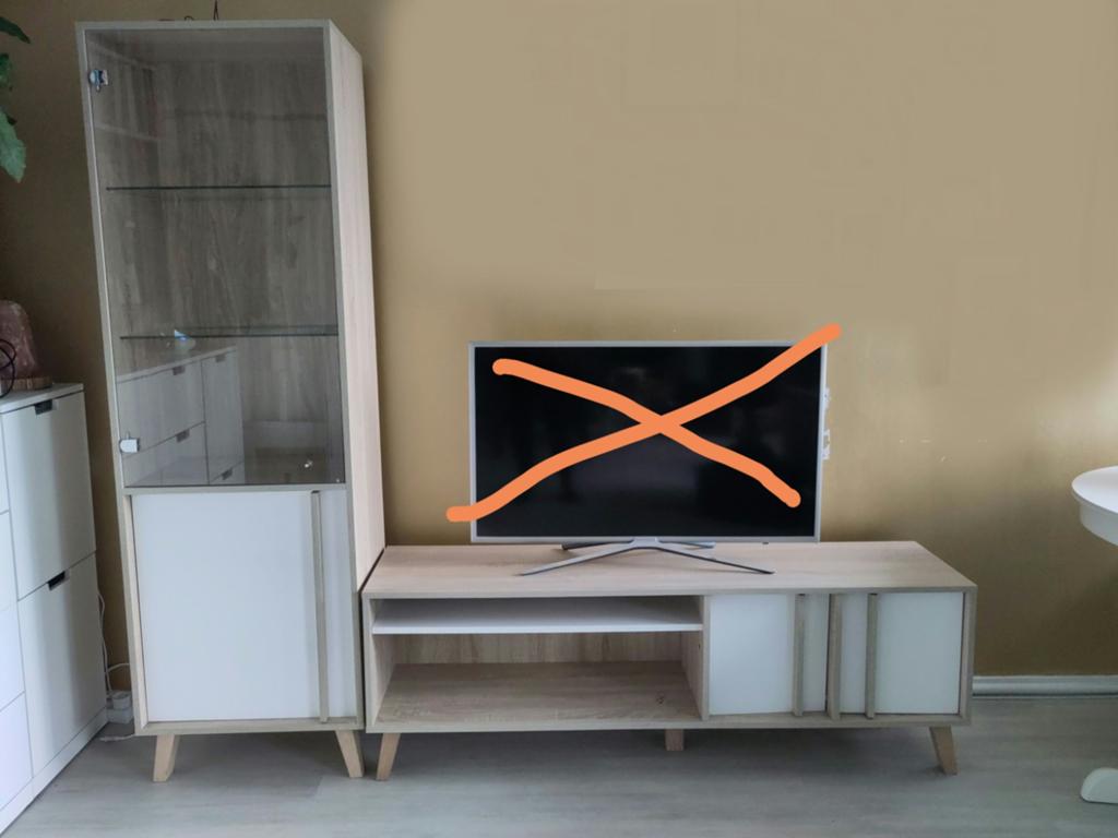 Meubella vitrinekast en tv meubel (ook los te koop), Ophalen, Gebruikt, 100 tot 150 cm, Modern