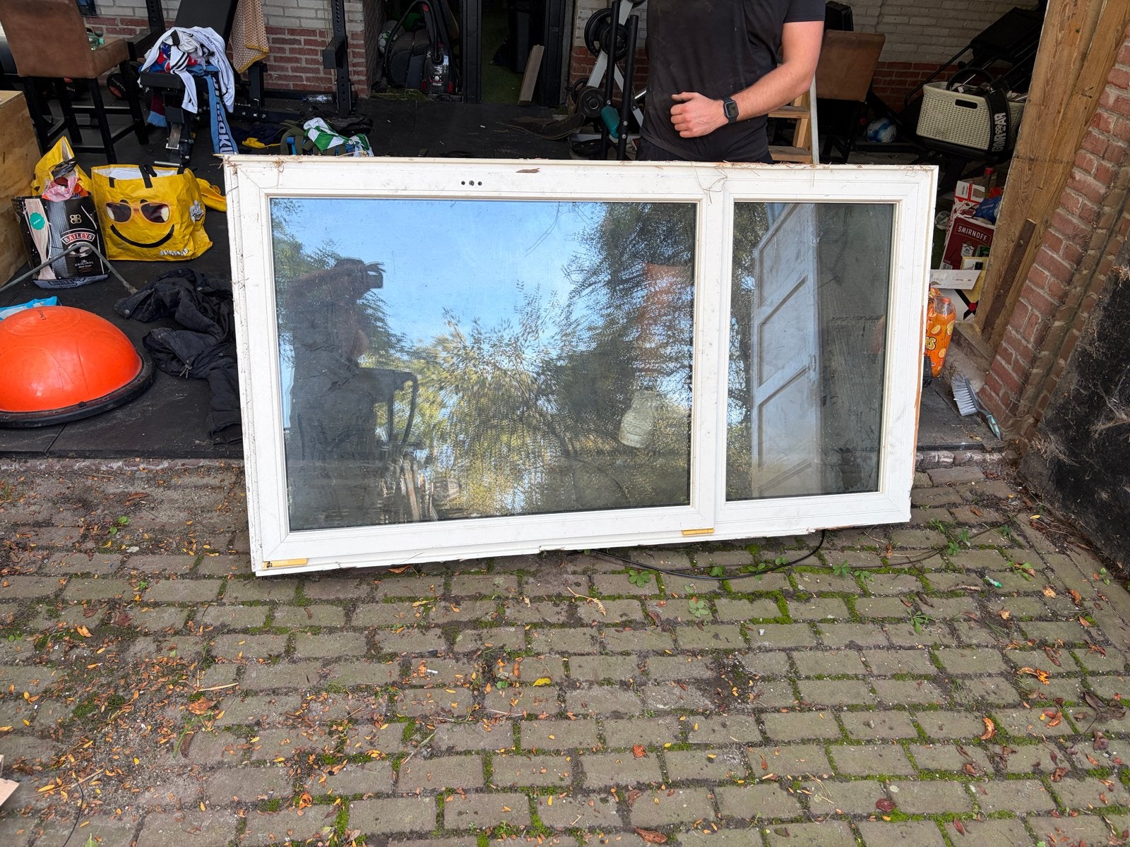 6x Kunststof kozijnen 210x100 met dubbel glas, Ophalen, Gevelraam of Ruit, Gebruikt, 80 tot 120 cm