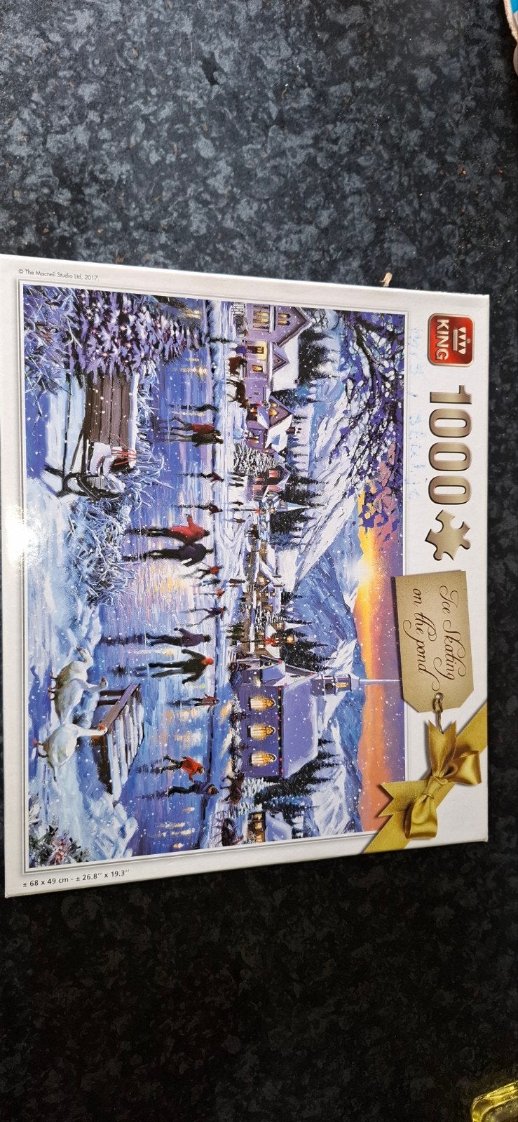 King Legpuzzel 1000 stukjes - Ice Skating on the Pond, Ophalen of Verzenden, 500 t/m 1500 stukjes, Gebruikt, Legpuzzel