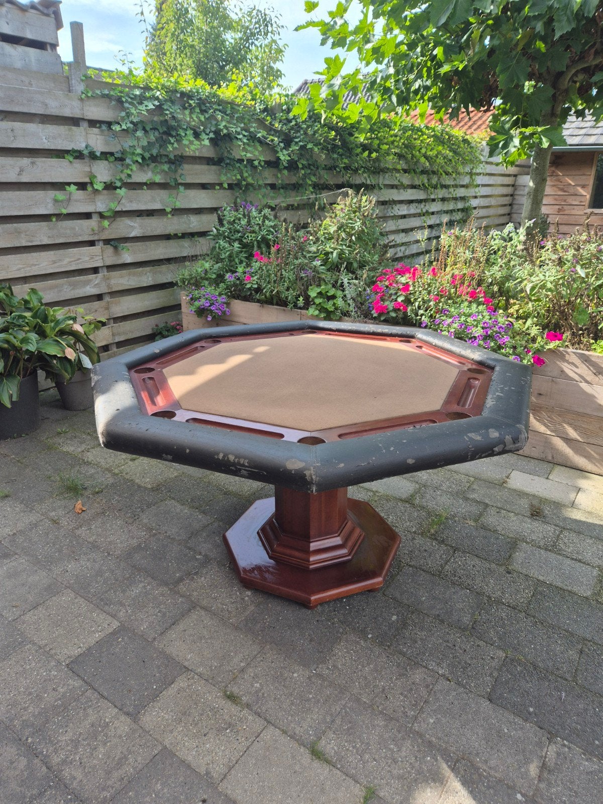 Achtkantige pokertafel - 140x140x76cm, Ophalen, Gebruikt, Vijf personen of meer, Klassiek, Casino
