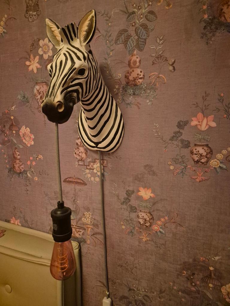 Zebra lamp in nieuwstaat - gaat weg wegens verhuizing, Ophalen, Zo goed als nieuw, Modern, Eclectisch, Dierenprint