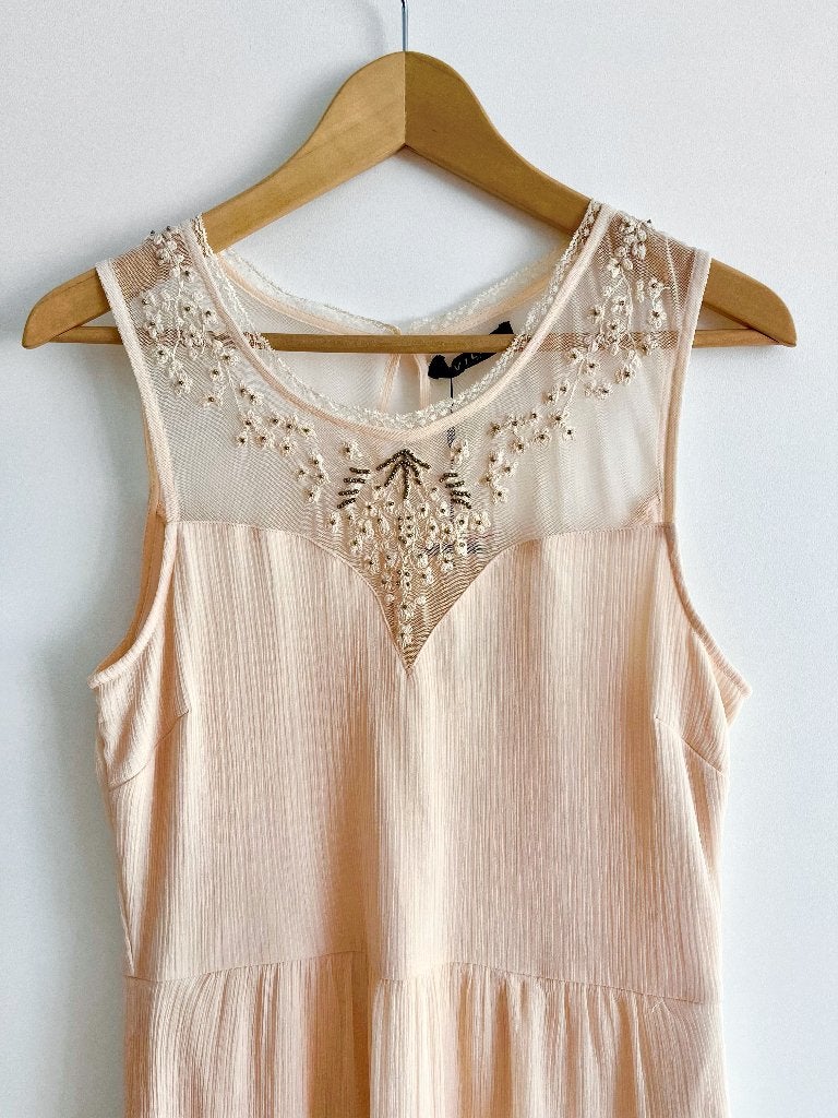 Licht warm roze cocktailjurk kraaltjes kant – maat L / 40, Maat 38/40 (M), Vila, Nieuw, Ophalen of Verzenden