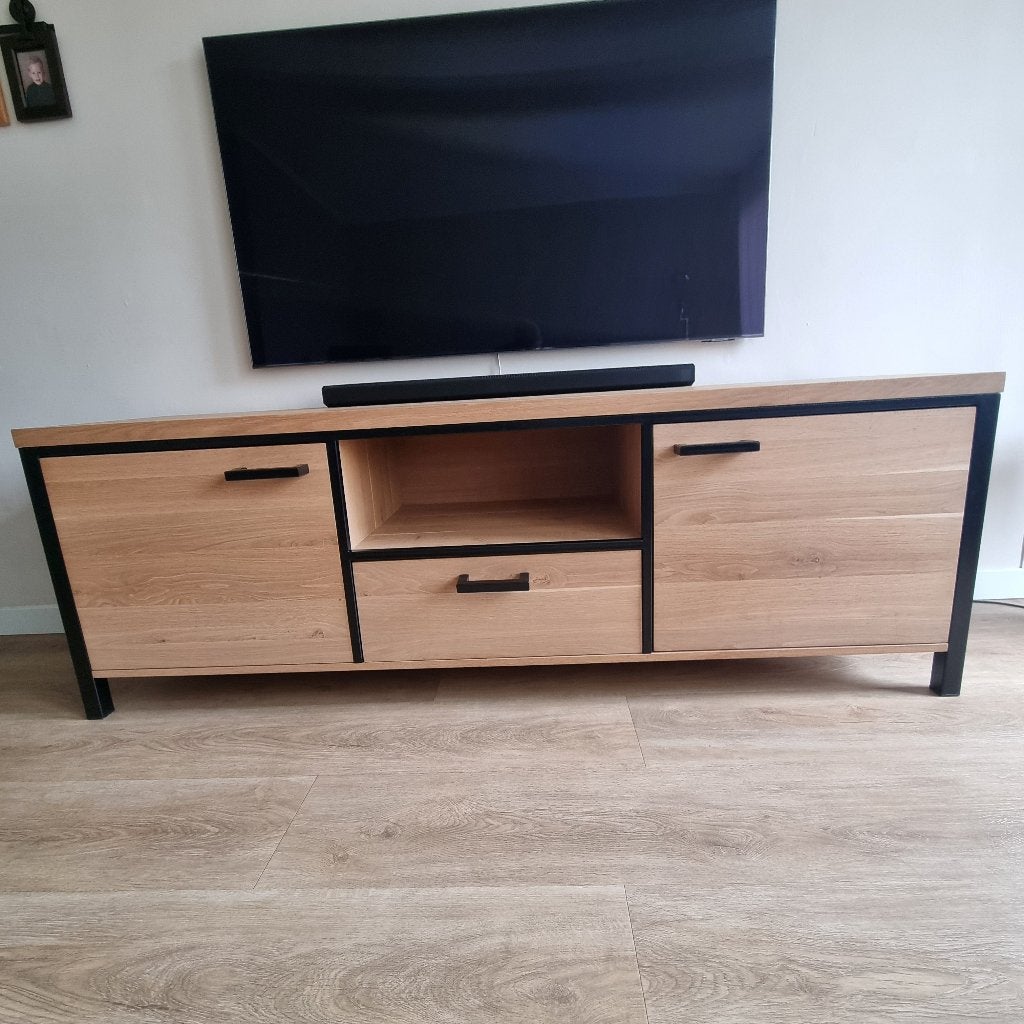 TV Kast - Massief Eiken, Ophalen, Zo goed als nieuw, 25 tot 50 cm, Minder dan 100 cm