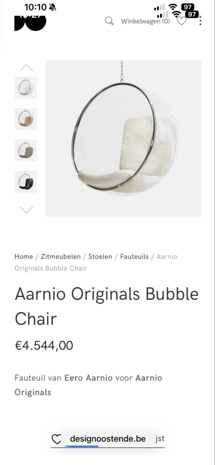 Aarnio Originals Bubble Chair - Zwevende Stoel, Ophalen, Gebruikt, Kunststof, 100 tot 125 cm
