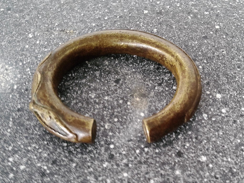 Afrikaanse armband bronzen armband kinderarmband hagedis, Ophalen of Verzenden