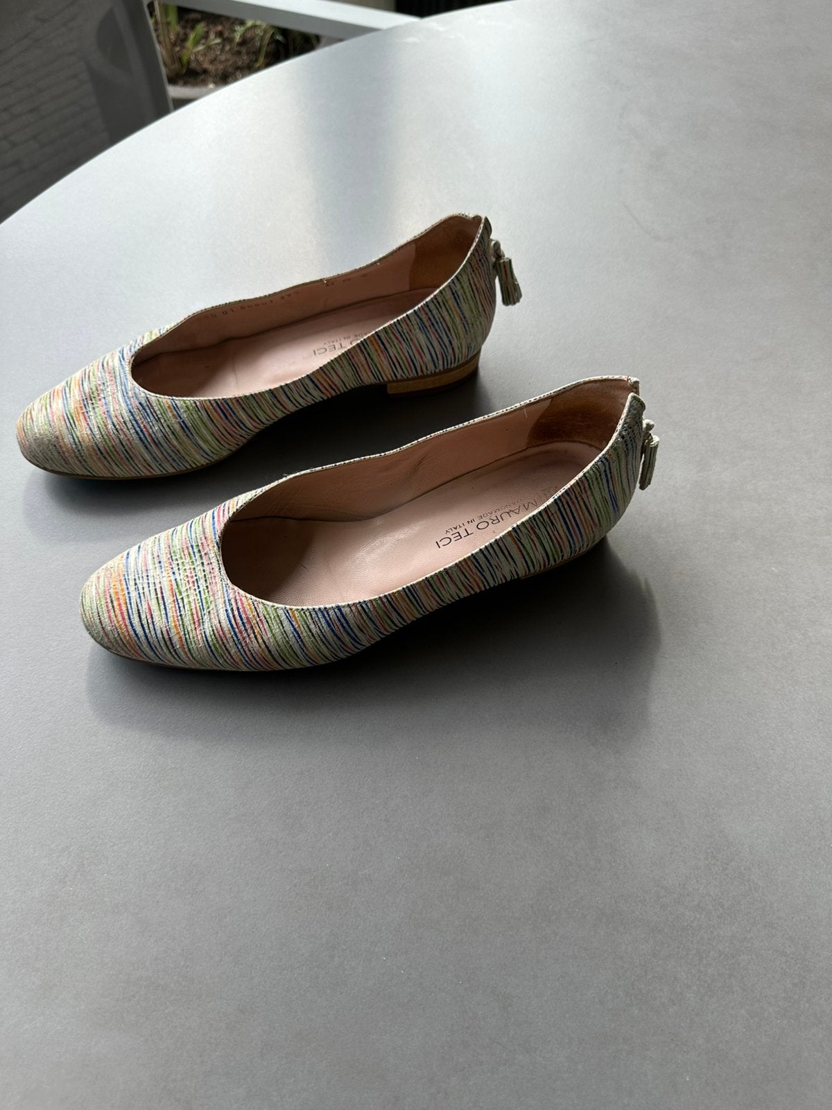 Kleurrijk gestreepte leren Mauro Teci ballerina's, mt 39,5, Kleding | Dames, Mauro Teci, Overige kleuren, Verzenden, Ballerina's