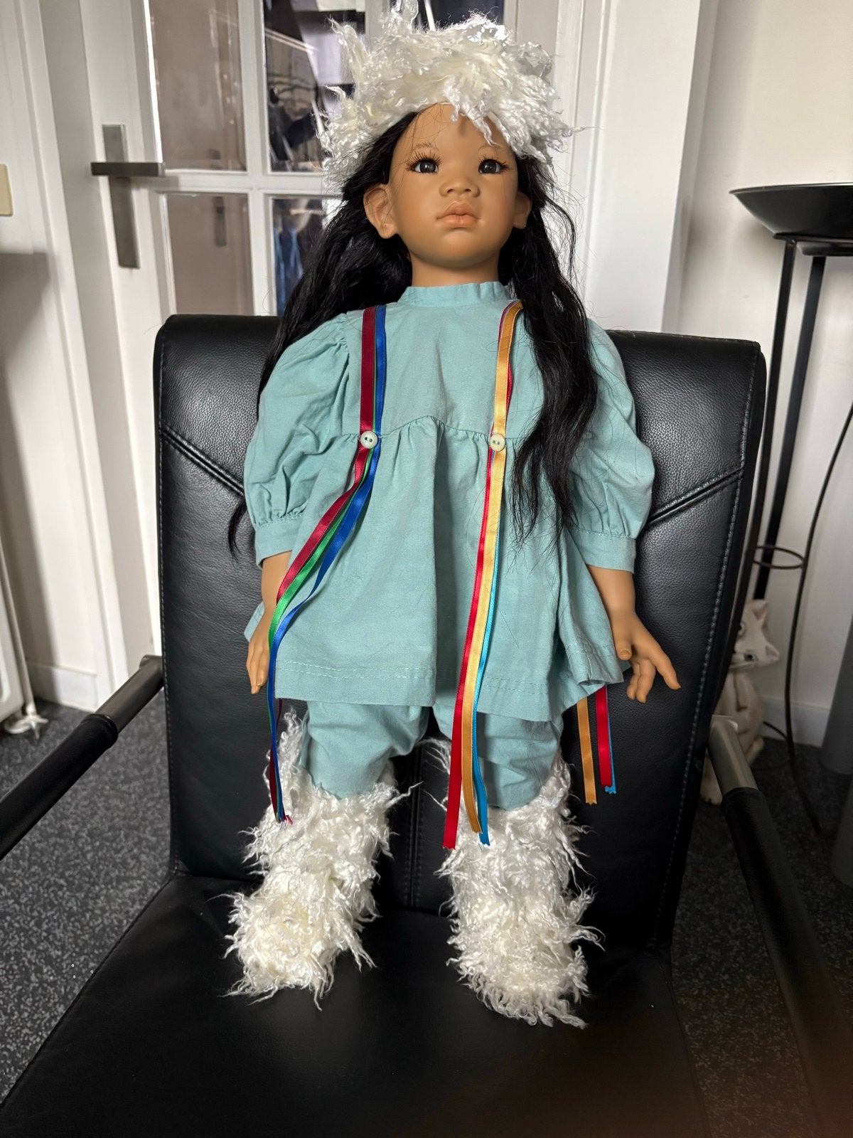 Prachtige Kima van Annette Himstedt,met originele kleding., Verzamelen, Poppen, Ophalen of Verzenden, Zo goed als nieuw, Pop, Levensecht of Reborn