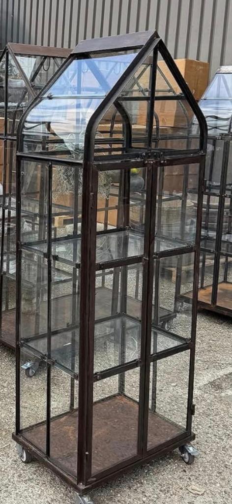Industriële verrijdbare tuinkas met stalen frame glazen, Ophalen, Nieuw, 50 tot 100 cm, 150 tot 200 cm