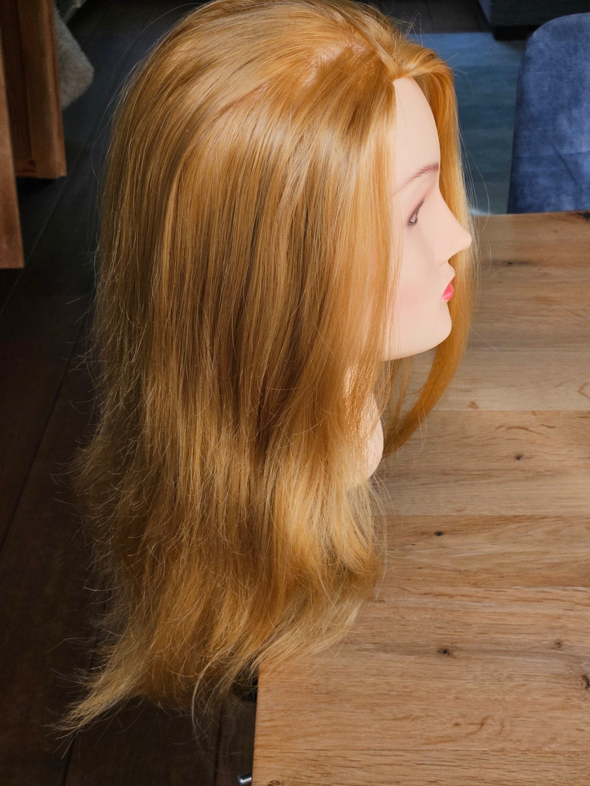 Kappers oefenhoofd met lang blond haar en tafelklem, Ophalen of Verzenden, Gebruikt, Overige typen