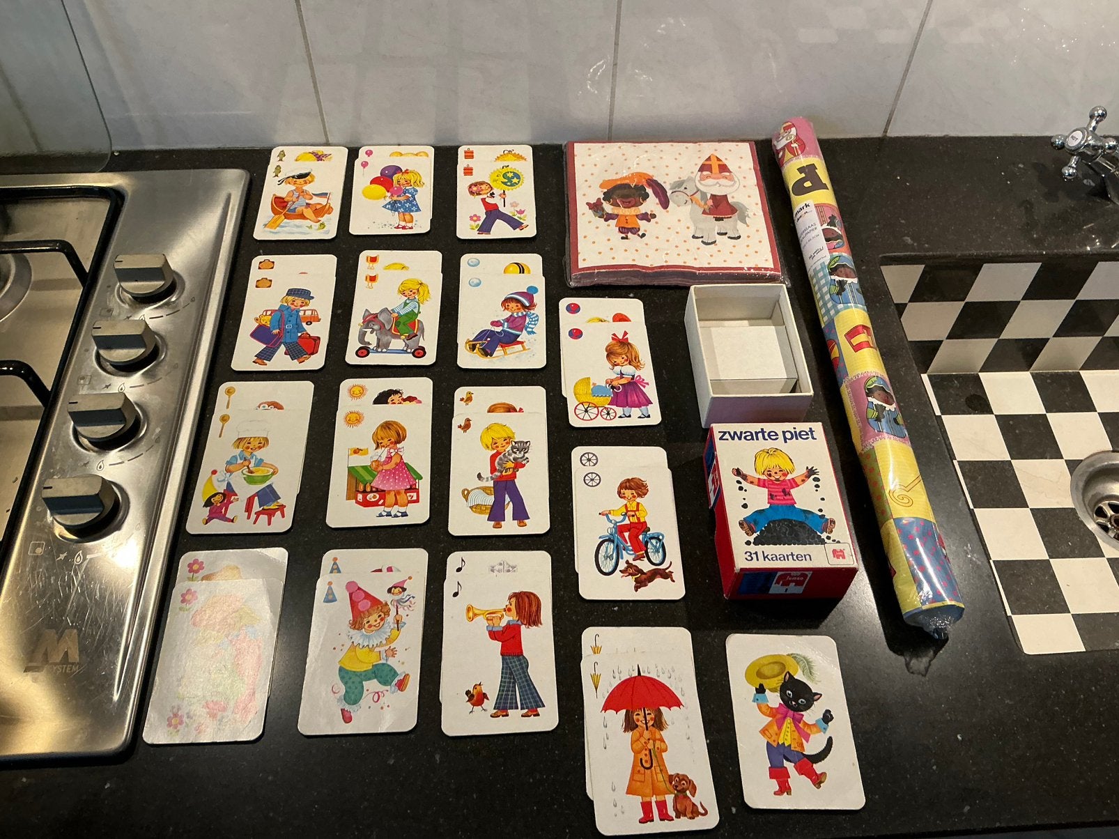 Zwarte piet kwartet, servetten en kadopapier, Ophalen of Verzenden, Gebruikt
