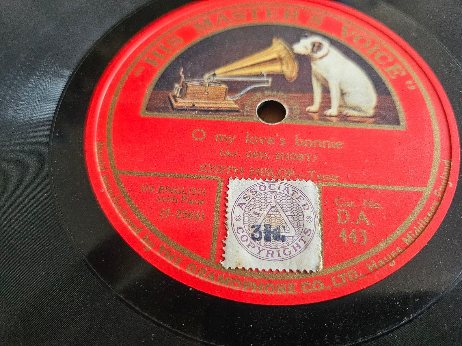 Antieke His Master's Voice 7 inch 78 toeren plaat, Ophalen of Verzenden, Gebruikt, 7 inch, Overige typen