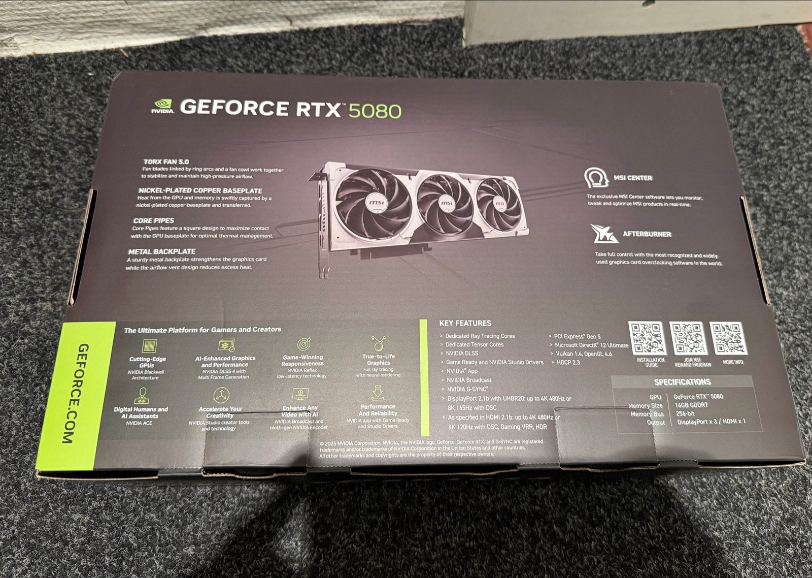 MSI GeForce RTX 5080 Ventus 3X 16GB GDDR7 Grafische Kaart, HDMI, GDDR, Nieuw, Ophalen of Verzenden