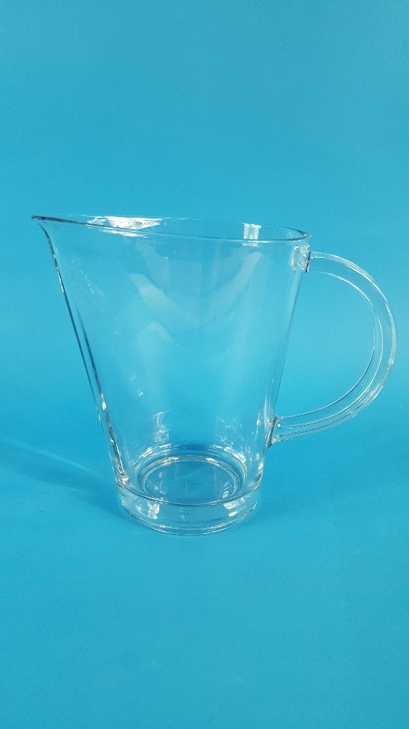 Glazen kan, waterkan, dik en zwaar glas, trendy design. 5A2
