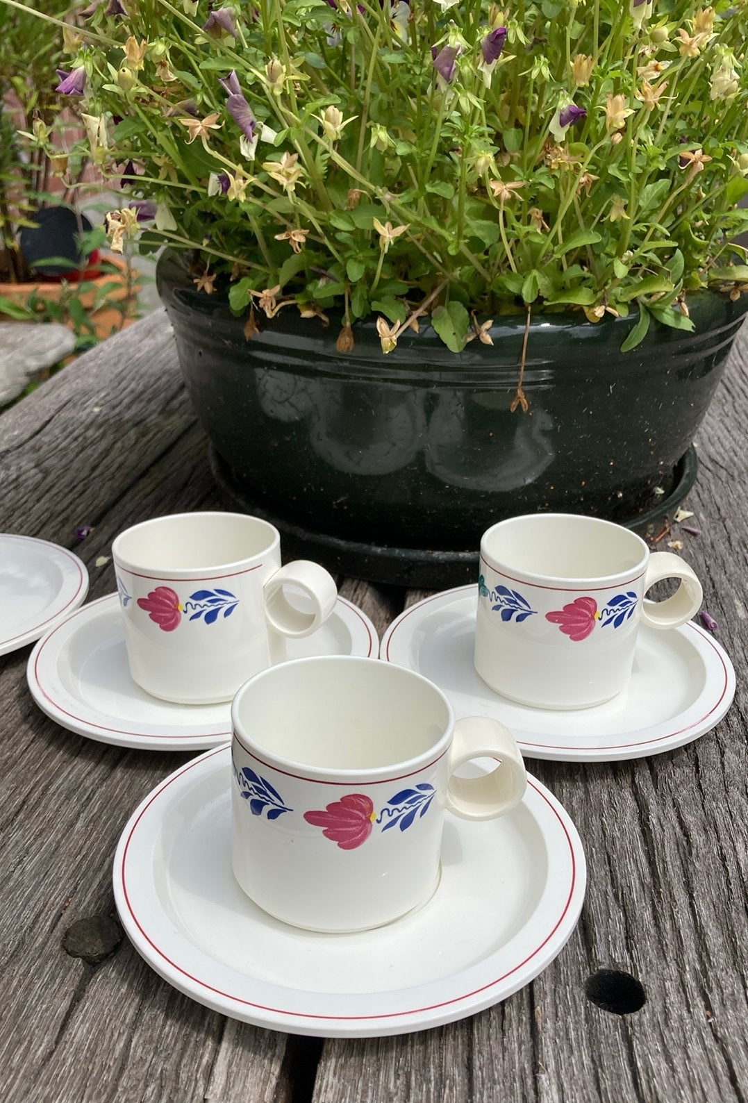 Mepal servies boerenbont kop en schotels, Ophalen of Verzenden, Gebruikt