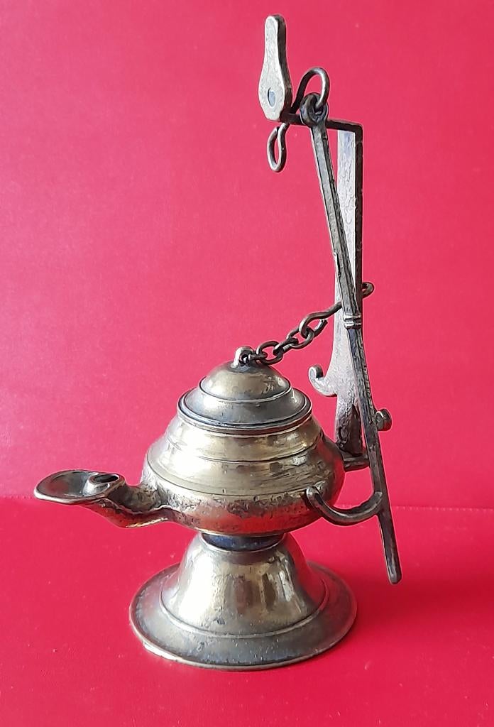 Bronzen olielampje tuitlampje, Ophalen of Verzenden