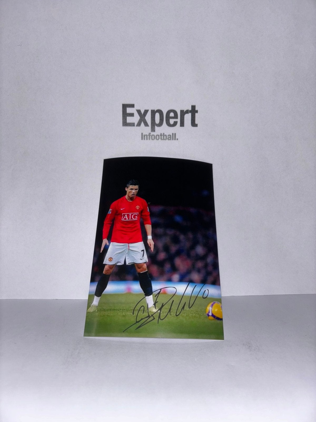 Ronaldo gesigneerde foto - man utd, Ophalen of Verzenden, Zo goed als nieuw, Buitenlandse clubs, Spelerskaart