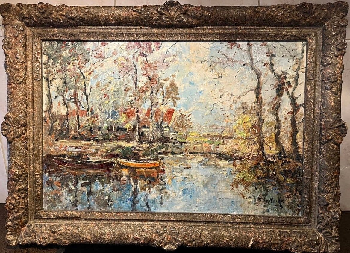 Antiek olieverf landschap schilderij, Antiek en Kunst, Ophalen