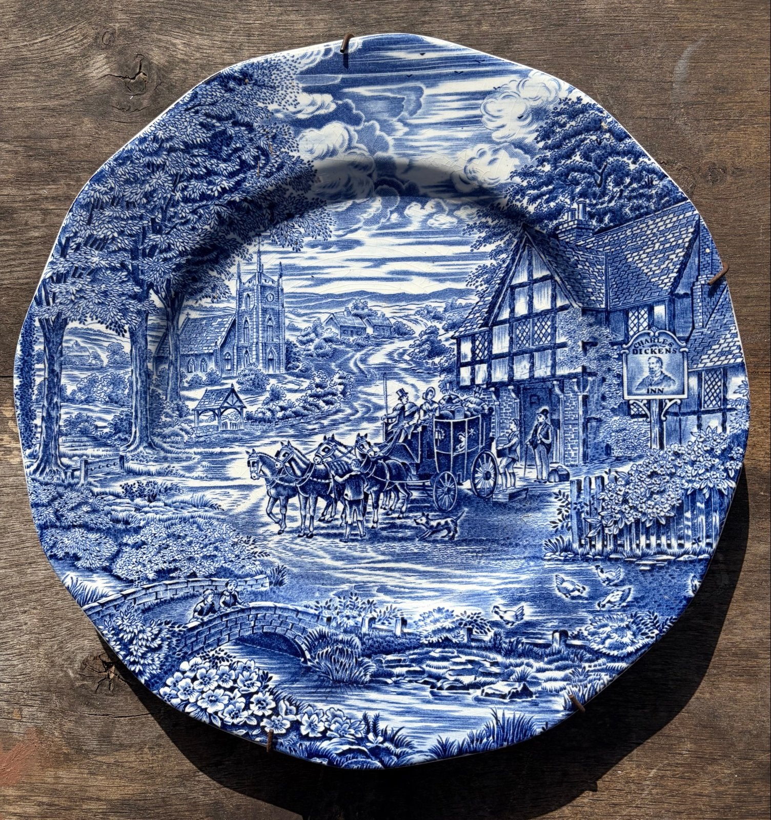 Antiek Furnivals Staffordshire Dickens Coaching Days Bord, Antiek en Kunst, Antiek | Wandborden en Tegels, Ophalen of Verzenden