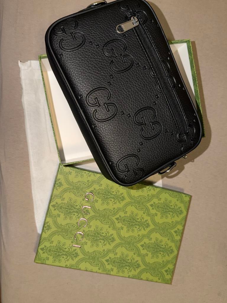 Gucci GG Embossed Mini Tas Zwart - Nieuwstaat, Ophalen of Verzenden, Zo goed als nieuw