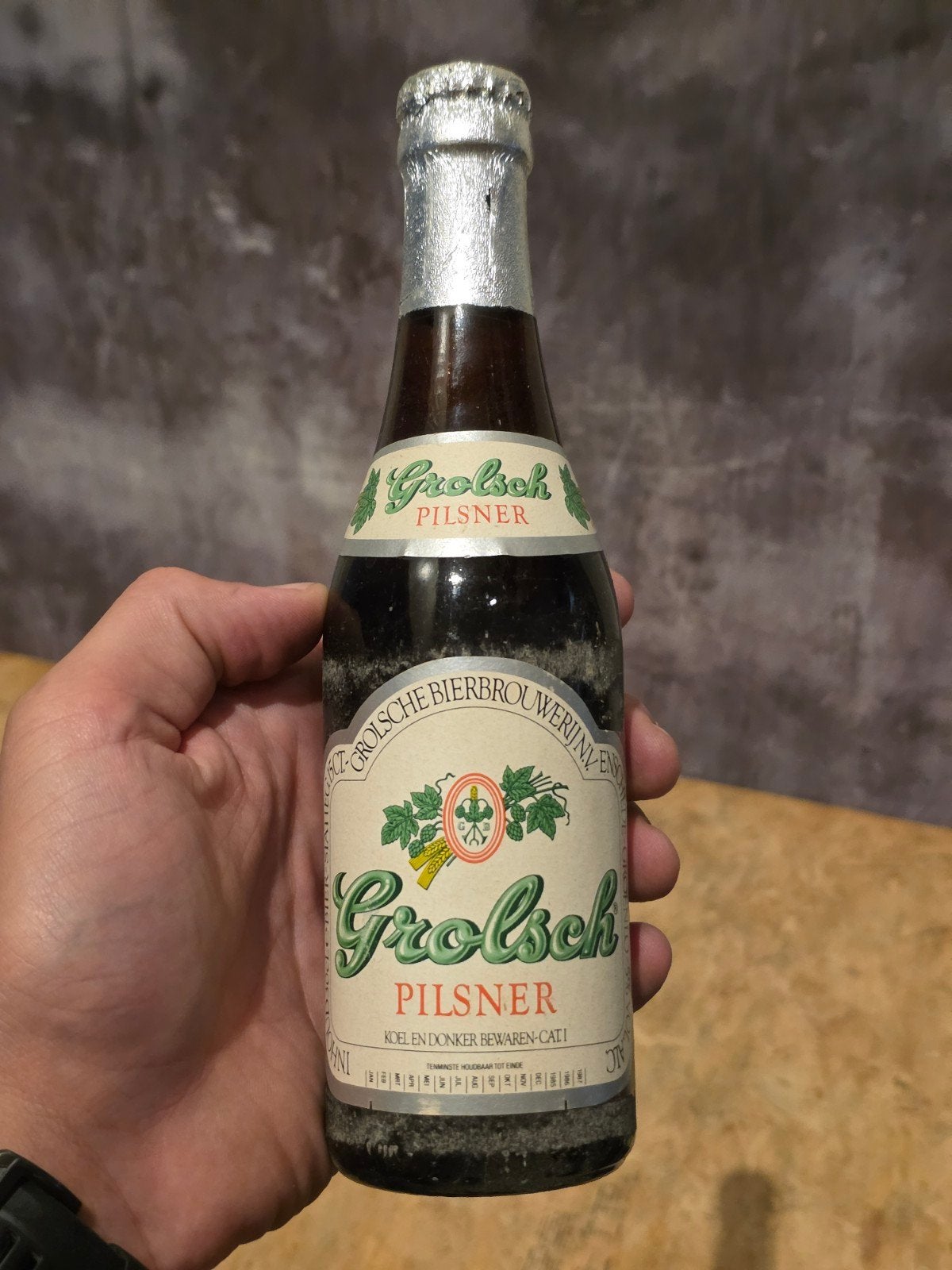 Grolsch Pilsner Flesje THT 1986 - Voor de Verzamelaar, Verzamelen, Biermerken, Ophalen of Verzenden