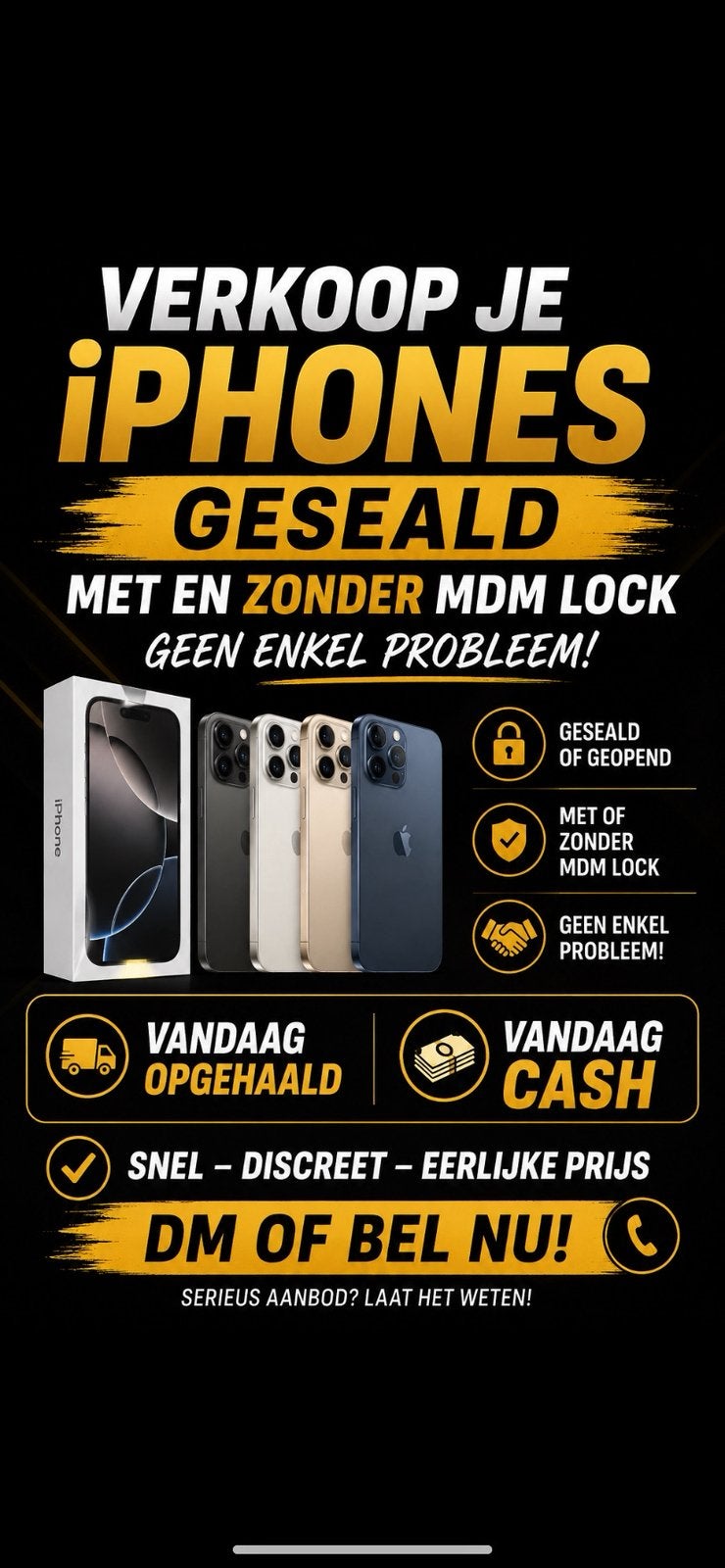 Wij kopen jouw Iphones in! - VANDAAG CASH/OP BANK, Telecommunicatie, Mobiele telefoons | Apple iPhone, Ophalen, Zwart