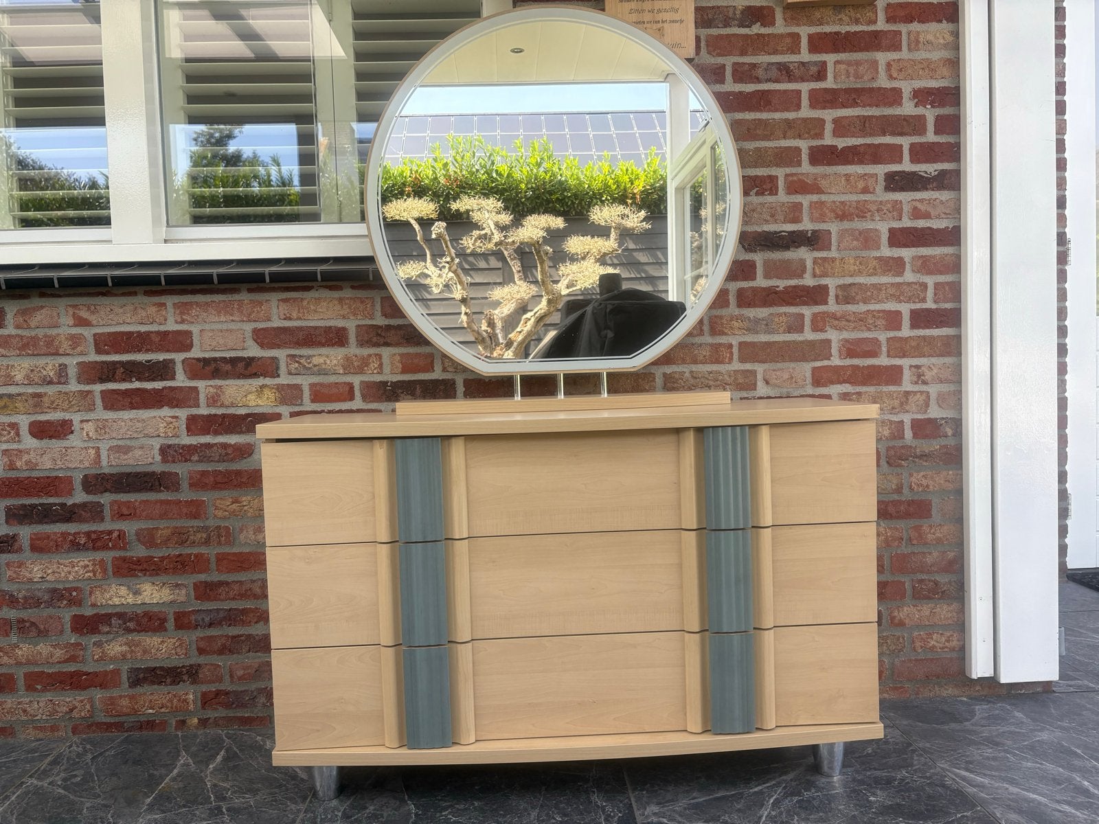 Vintage ladekast met spiegel, Huis en Inrichting, Kasten | Ladekasten, Ophalen, Gebruikt, 100 tot 150 cm, 50 tot 100 cm