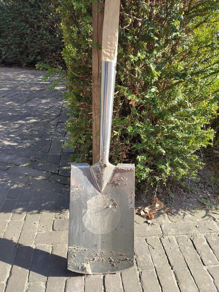 Stevige rvs spade/ schep met gebroken steel, Ophalen of Verzenden, Gebruikt