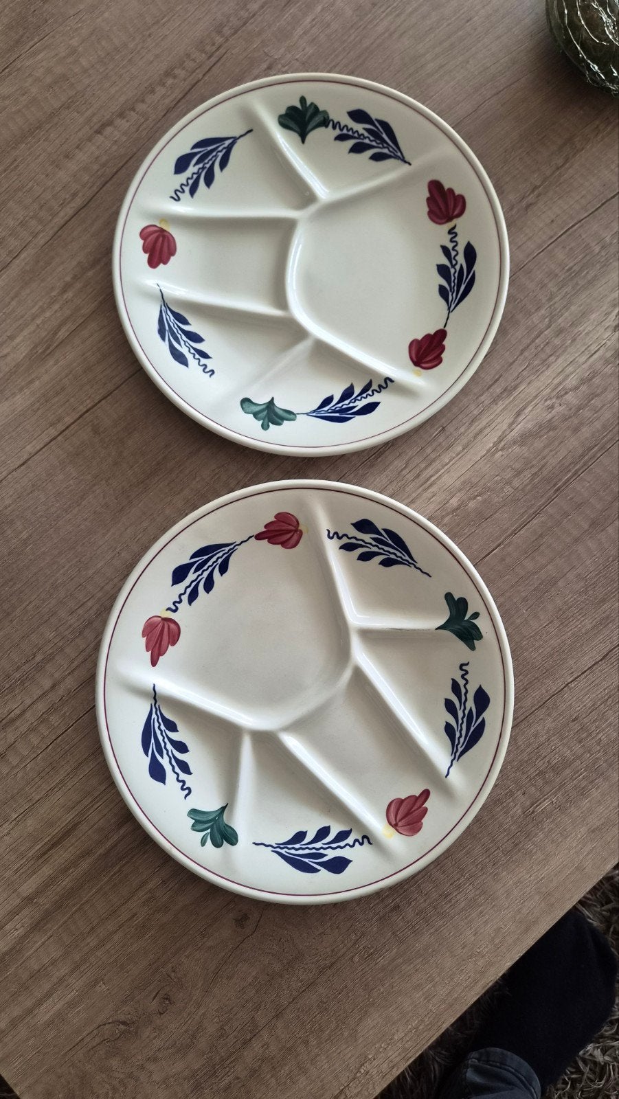 Boerenbont tapas borden steen, Gebruikt, Keramiek, Landelijk/Boerenbont, Ophalen of Verzenden