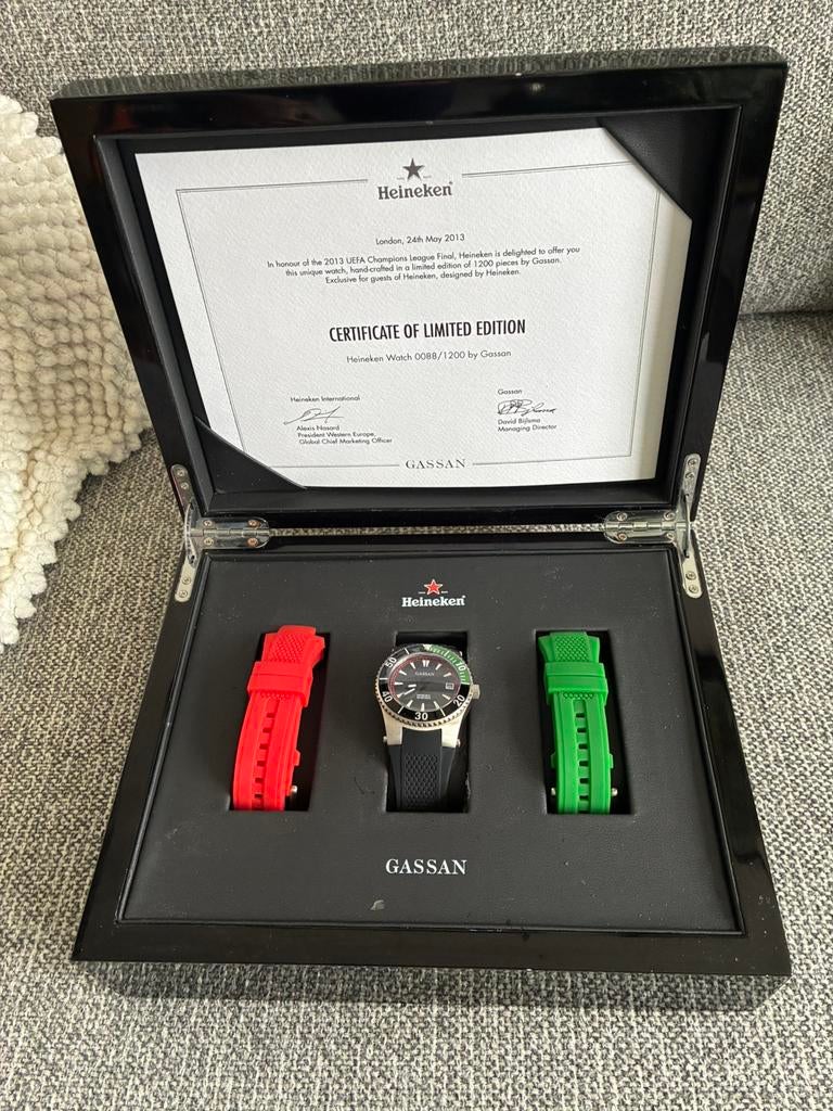 Heineken x Gassan Horloge 088/1200, Ophalen of Verzenden, Nieuw, Zwart, Android