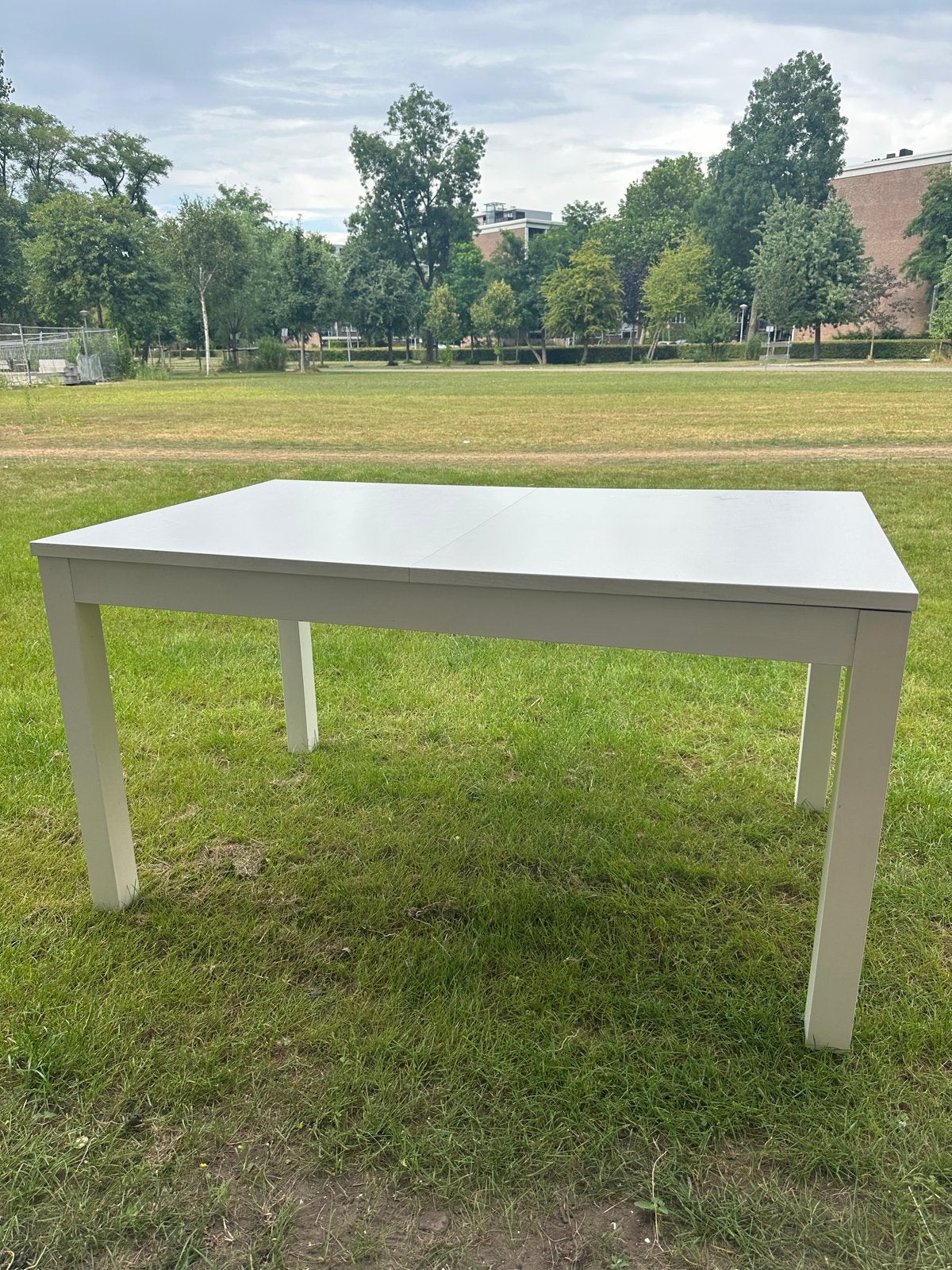 Witte uitschuifbare eettafel IKEA ålhult, Huis en Inrichting, Tafels | Eettafels, Gebruikt, 50 tot 100 cm, 150 tot 200 cm, Vier personen