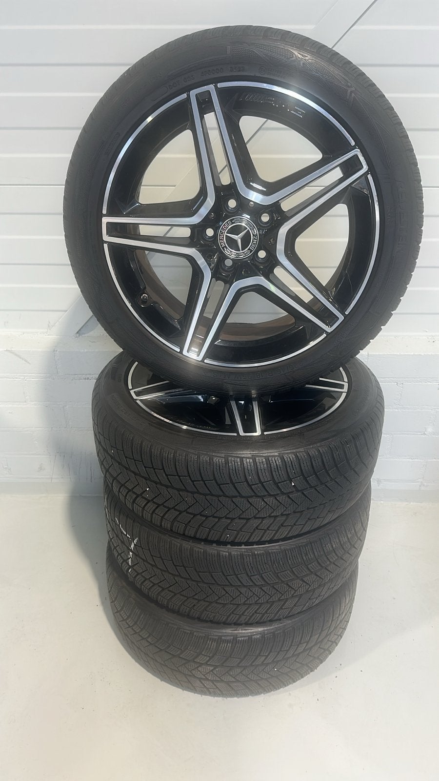 Mercedes-Benz AMG Velgen met Winterbanden 19 inch, Gebruikt, Banden en Velgen, Winterbanden, Ophalen