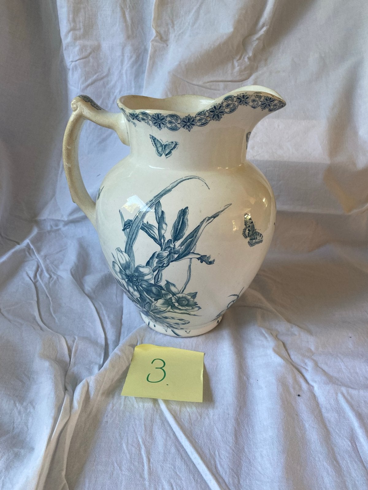 Vintage Badonviller Lorraine Vaas Iris Libel Bloemen, Ophalen of Verzenden