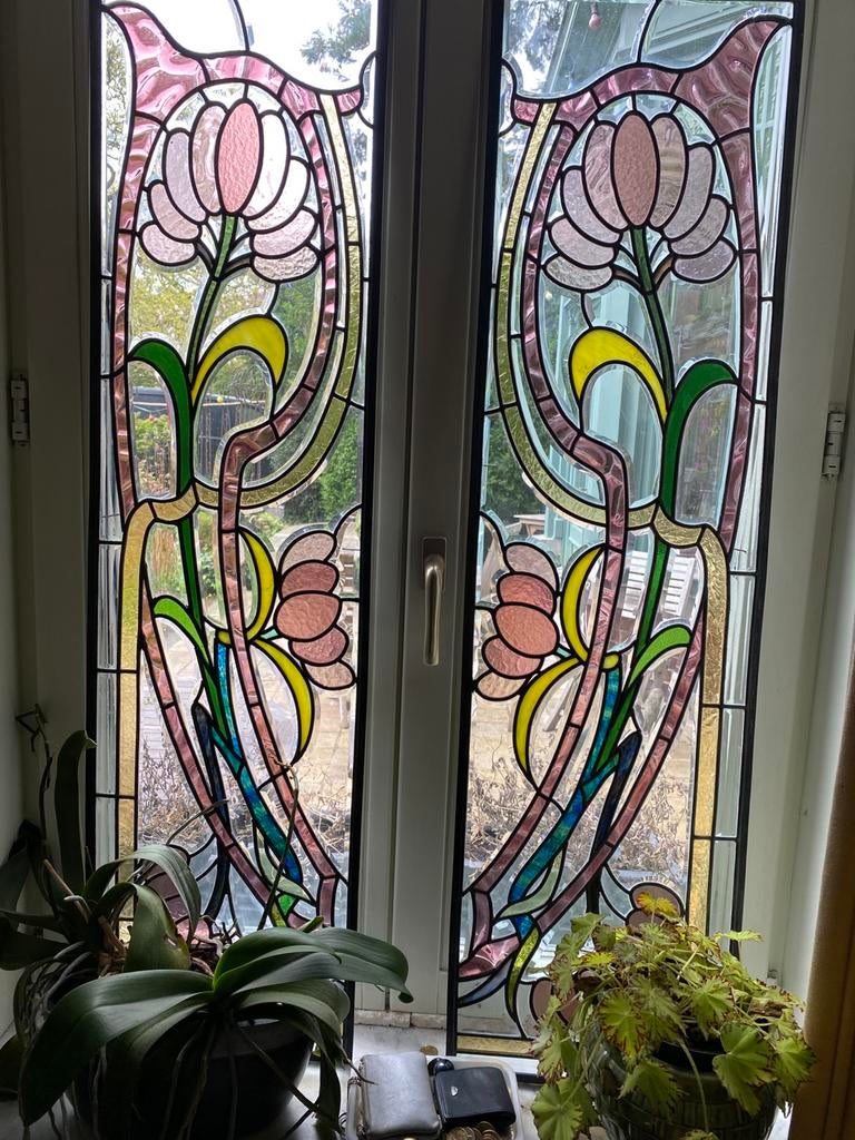 fraai koppel glasramen, Ophalen of Verzenden