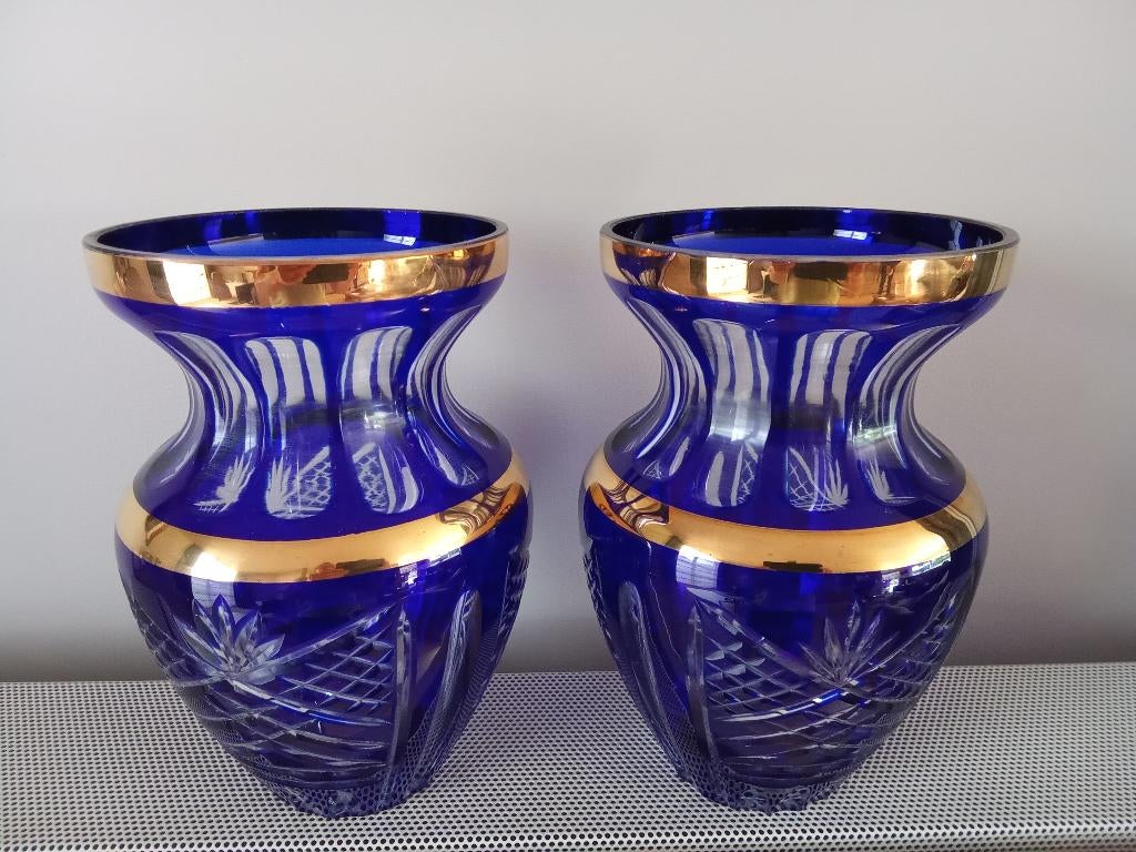 Vaas in kristal 2 stuks 24cm, Ophalen of Verzenden