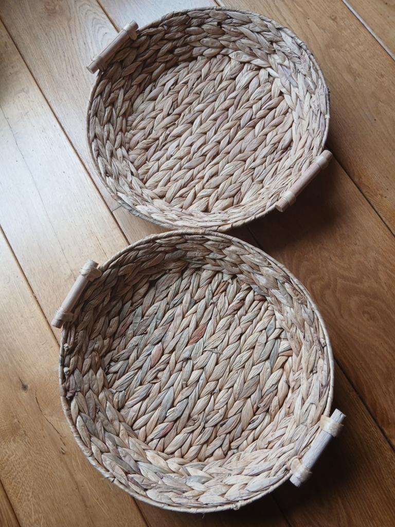 2 manden 38 cm, 1 mand 40 cm, Huis en Inrichting, Ophalen of Verzenden, Rond, Riet