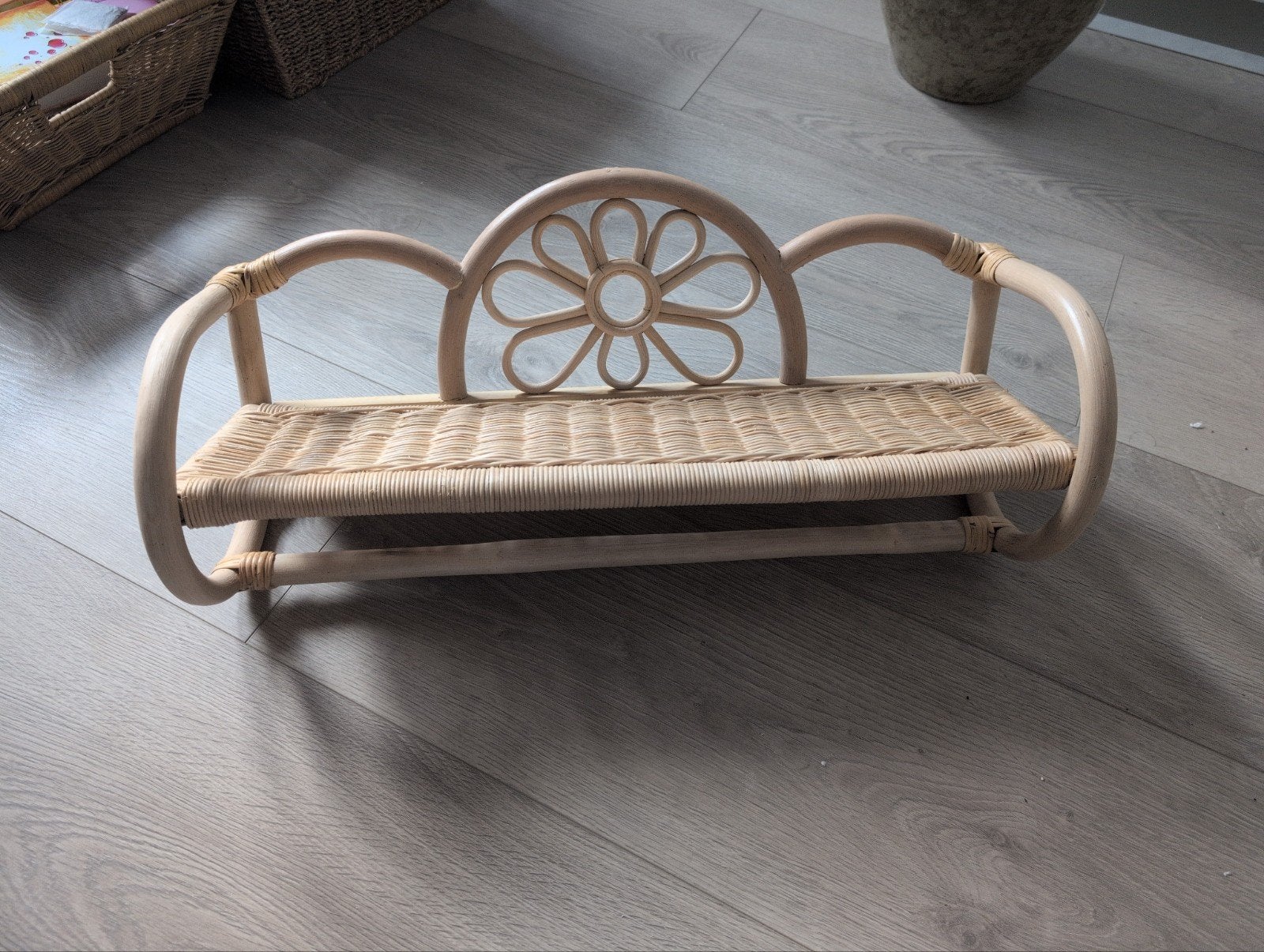 Rotan wandrekje met bloemdecoratie van H&M, Ophalen, Gebruikt, Beige, Boho