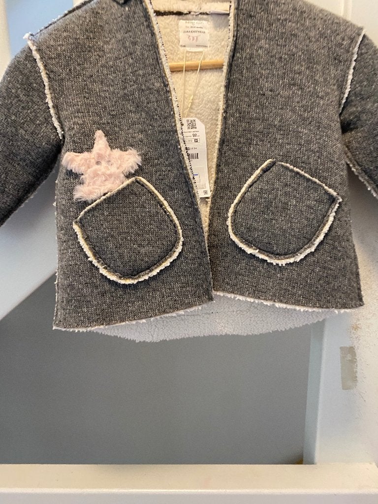Zara grijs ster teddy jas, maat: 92, Meisje, Nieuw, Ophalen of Verzenden, Zara