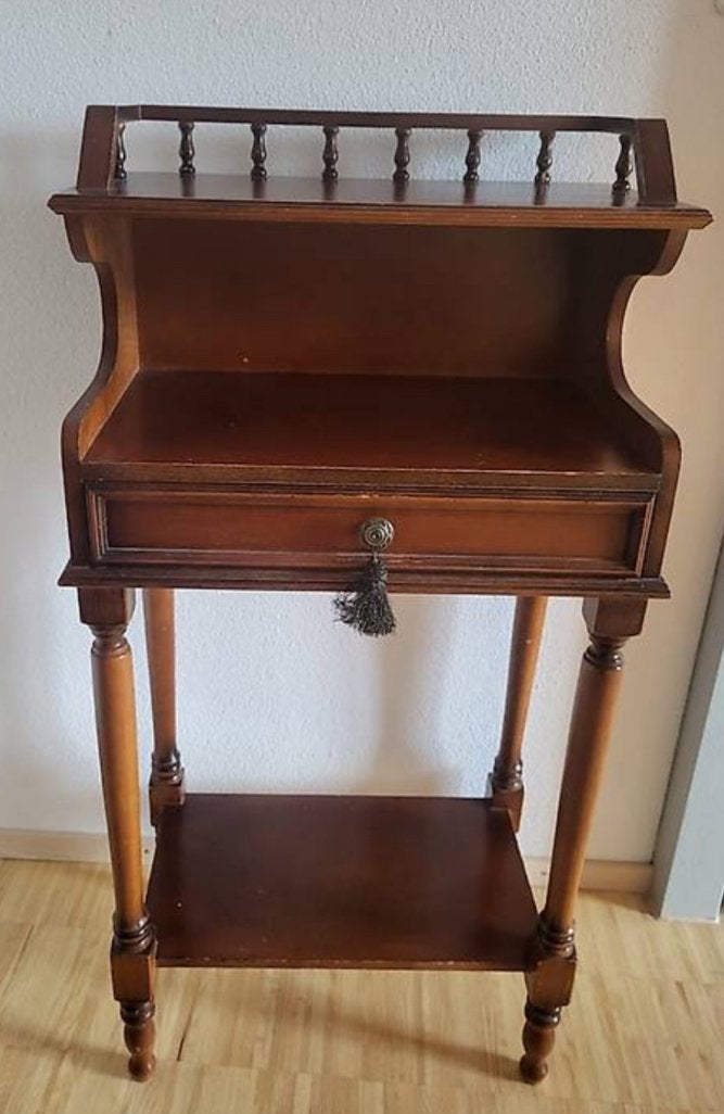 Vintage Frans mahoniehout telefoontafeltje /etagiere, Antiek en Kunst, Antiek | Meubels | Tafels, Ophalen