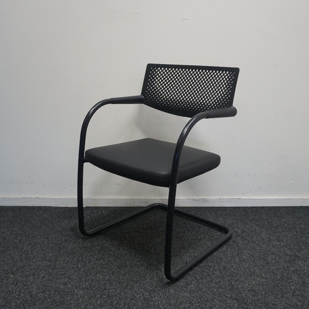 Vitra Visavis Vergaderstoel | Design Conferentiestoel | Leer, Gebruikt, -, Zwart, Ophalen of Verzenden